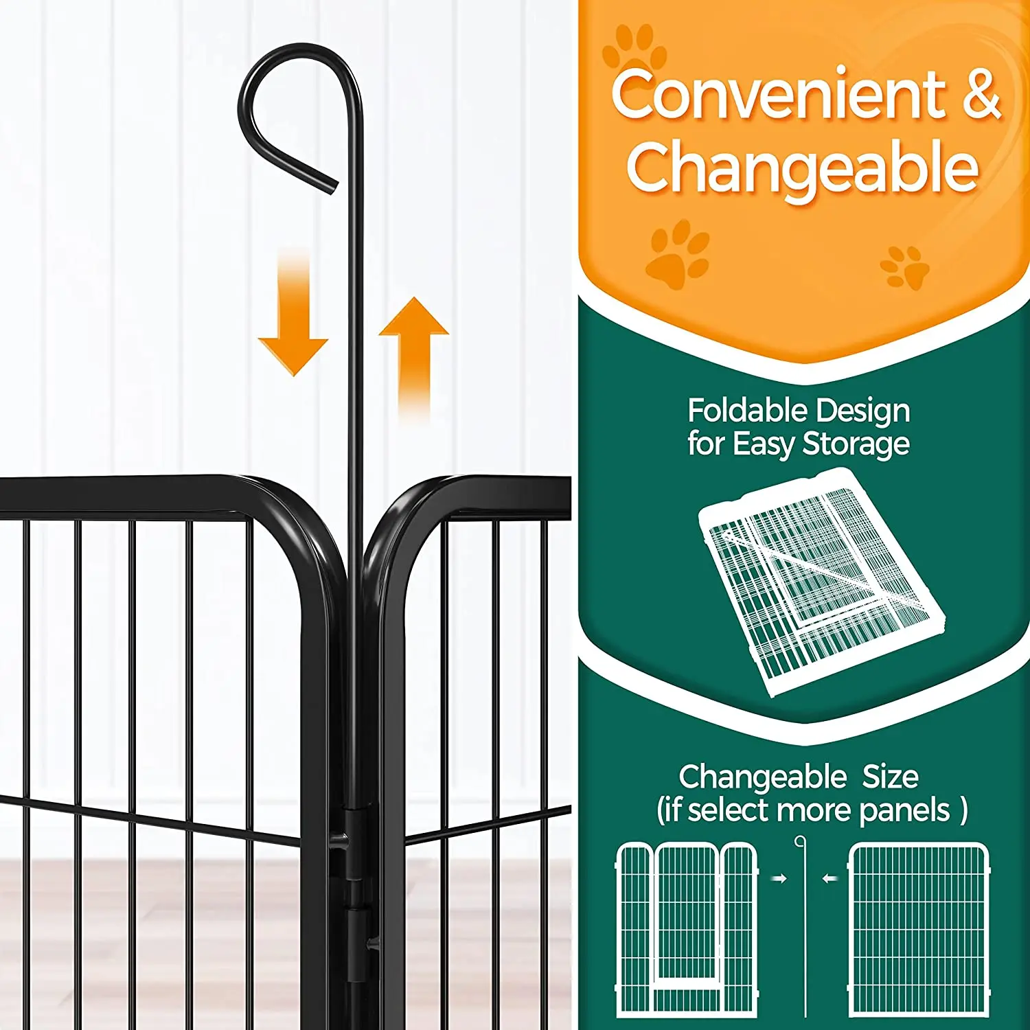 Heavy Duty Black Metal Wire 8 Sided Enclosure Dog Training Pen Dog Puppy Rabbit Animal Pet Exercise Pen Run Cage