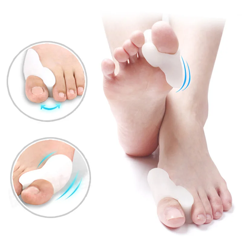 1Pair Silicone Toe Separator Genuine Hallux Valgus Bicyclic Bone Thumb Orthotics Orthopedic Correct Foot Big Finger Pedicure
