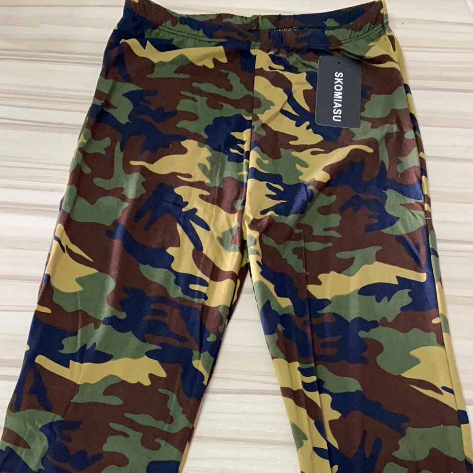 
SKOMIASU large elastic camouflage fitness pants casual milk women cheap leggings 