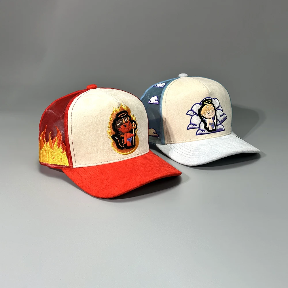 Custom Design vintage 5 panel custom embroidery logo casquette de baseball cap hats wholesale suede trucker hat