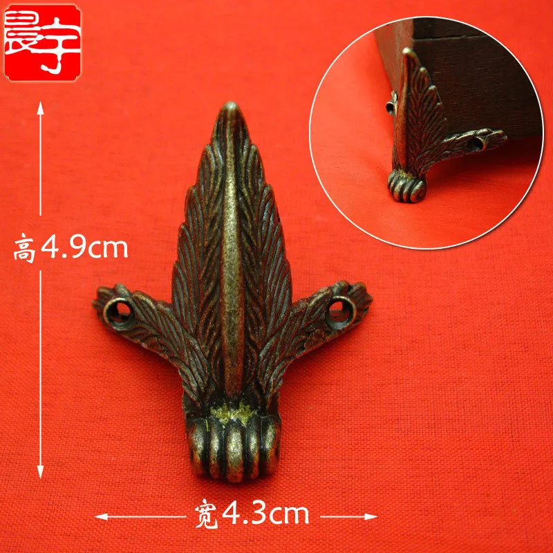 C005 античная латунь, сундук для ювелирных изделий, деревянная коробка, Декоративные ножки, защита углов ног, мебельная фурнитура, угловые протекторы