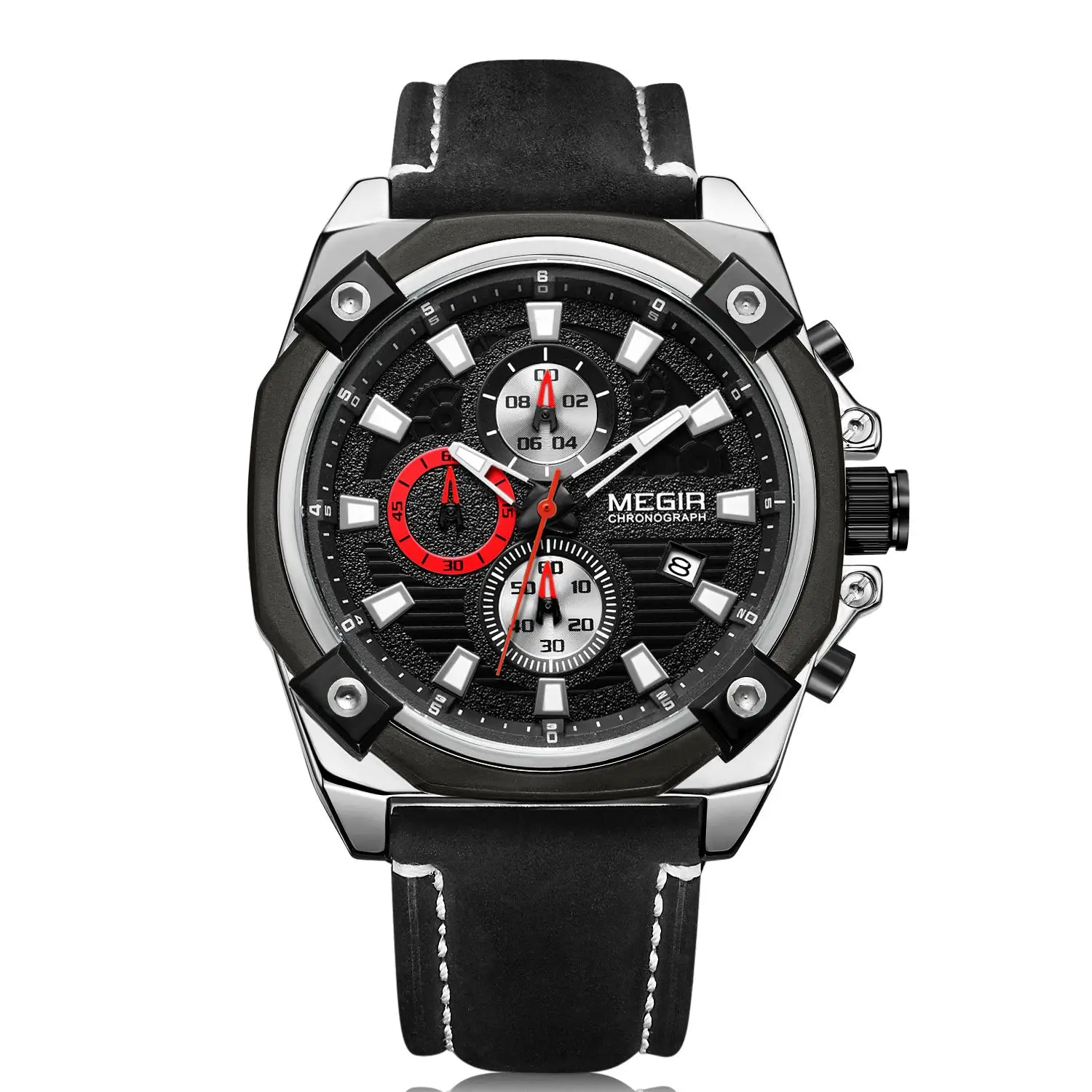 2020 Megir 2054 Пользовательский логотип Herrenuhr оптовая продажа хронограф мужские наручные часы водонепроницаемые Роскошные кожаные кварцевые часы мужские наручные