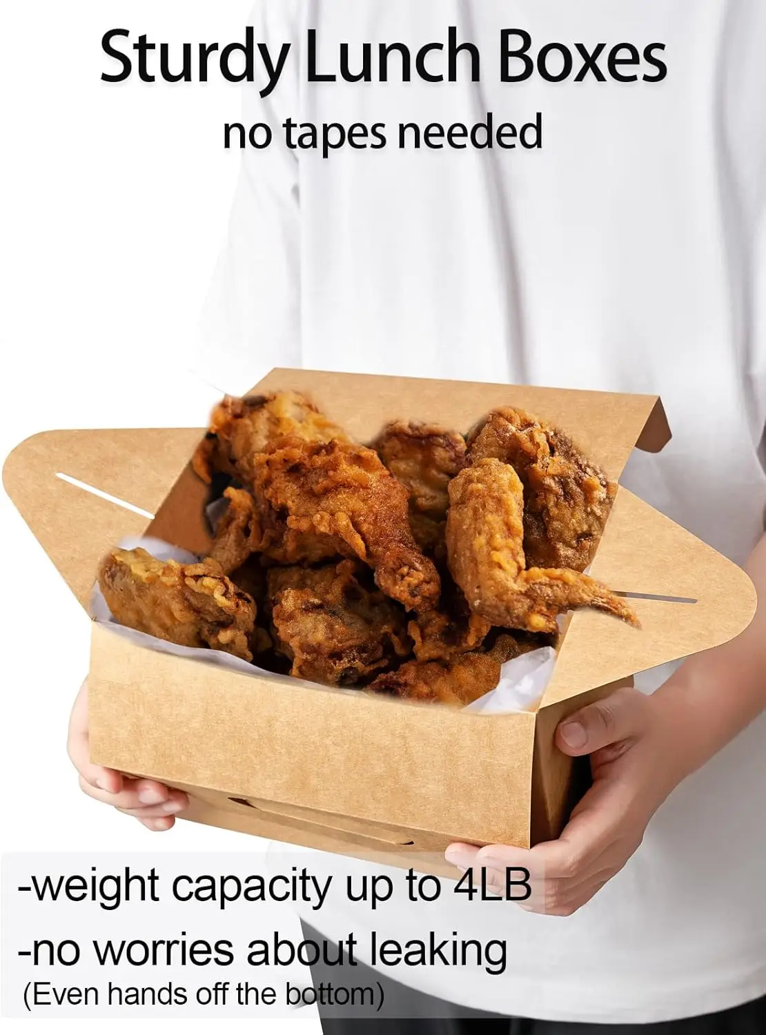 Recyclable Custom Logo Kraft Paper Boxes Take out Container Gable Gift Boxes Snack Packaging Food Box With Handle