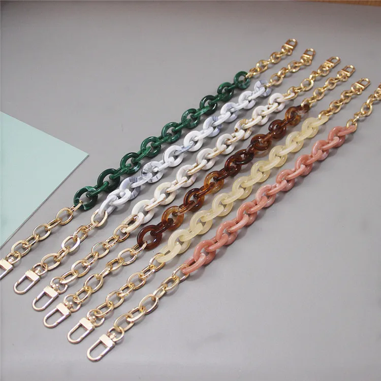 Wholesale custom length unique acrylic resin bead bag handle chain link jewlery chains bag strap for clutch i phone case