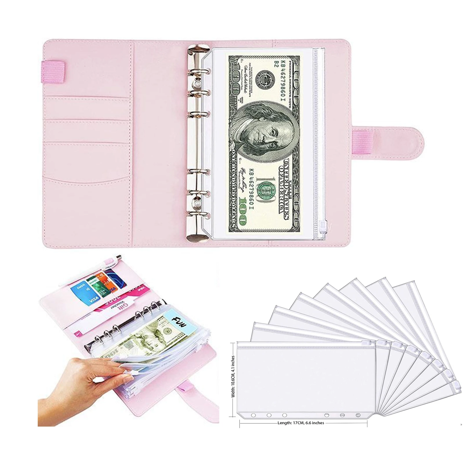 
High Quality Cash Envelopes Budgeting Budget Money Organizer Mini Small Zipper Pouch Planner Notebook A6 Binder Accessories 