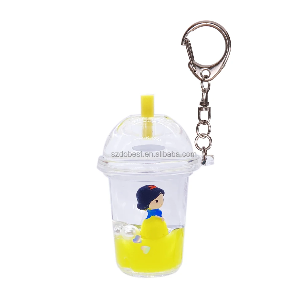 Hot sale popular romantic princess pattern floater custom logo keychain wholesale in bulk