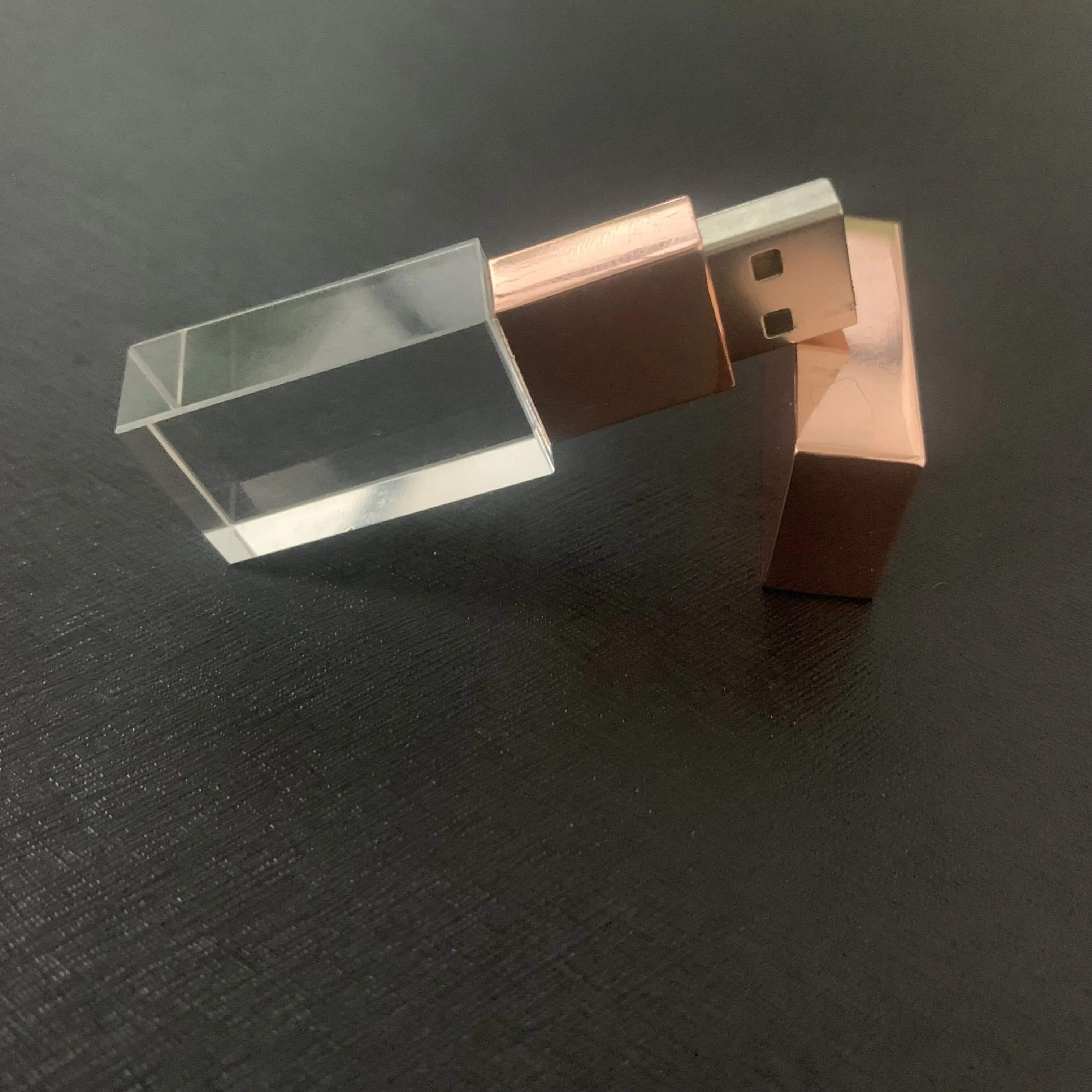 Rose Golden Glass Romantic Wedding Gifts Crystal Flash Drives 8 GB Custom LOGO Glass 32gb Transparent USB Sticks
