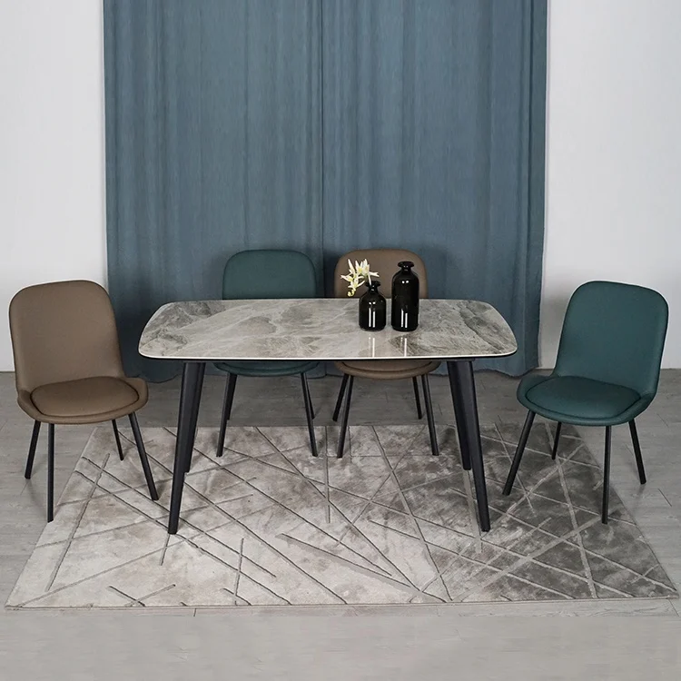 Natural Landscape Hard Ceramic Furniture Dining Tables Modern Tempered Glass Dining Table