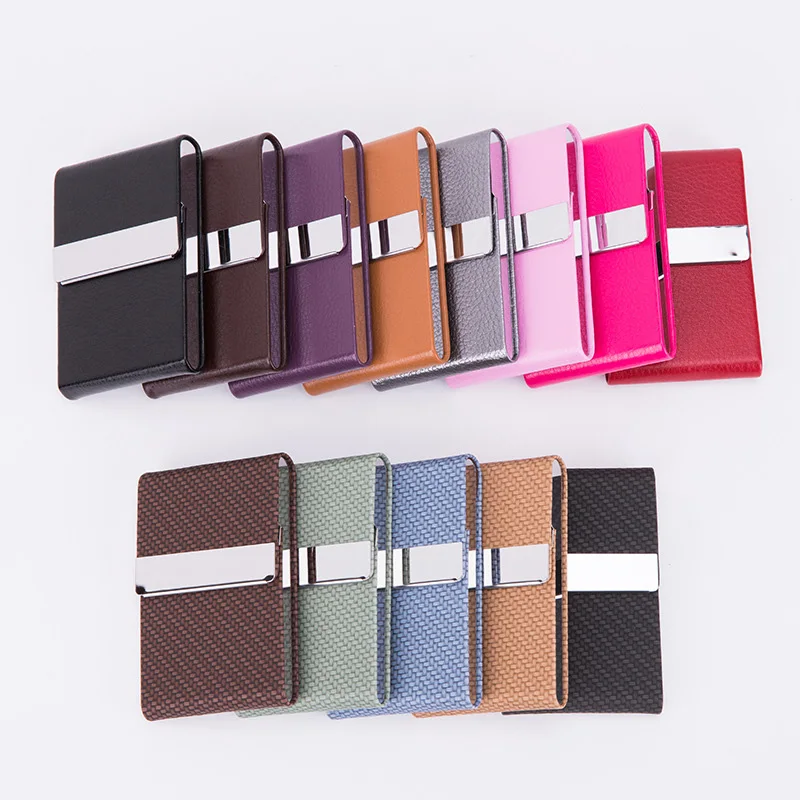 Wholesale Promotion Gift Fashion PU Leather Business Card Holder Case Custom Metal Card Holder