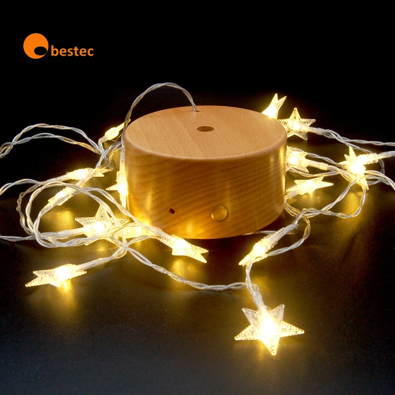 Hot sale 6 inch Wood Rectangle Display Pedestal,Wooden Rectangle Led Lights Display Base for Acrylic,Wood Night LED Light