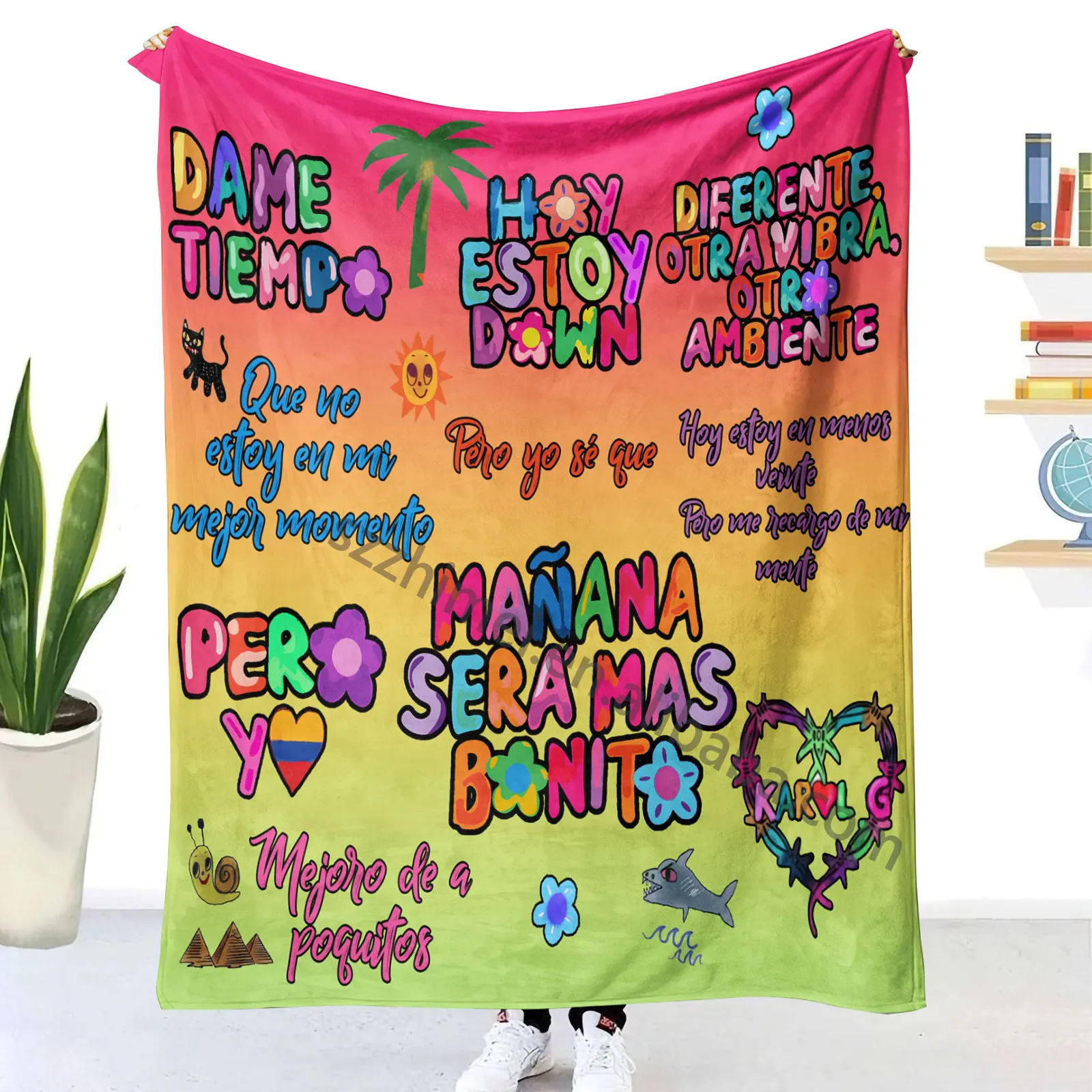 custom Hot singer Karol G Manana Sera Bonito print Fleece Throw Blanket