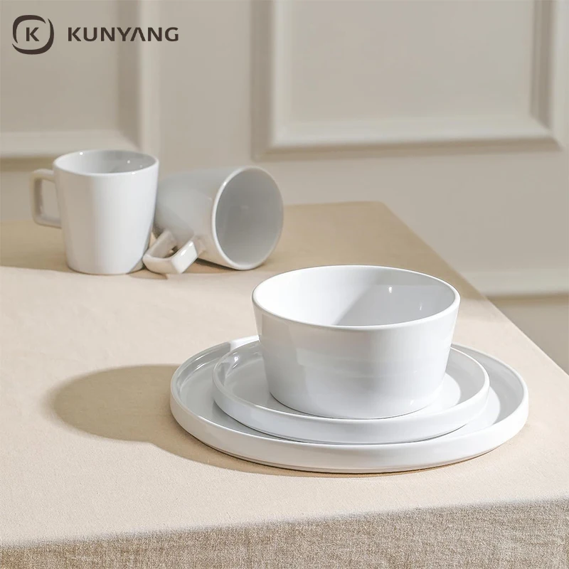 Cheap Wholesale Custom White Dinner Plate Set Ceramic Dinnerware Set For Home And Restaurant