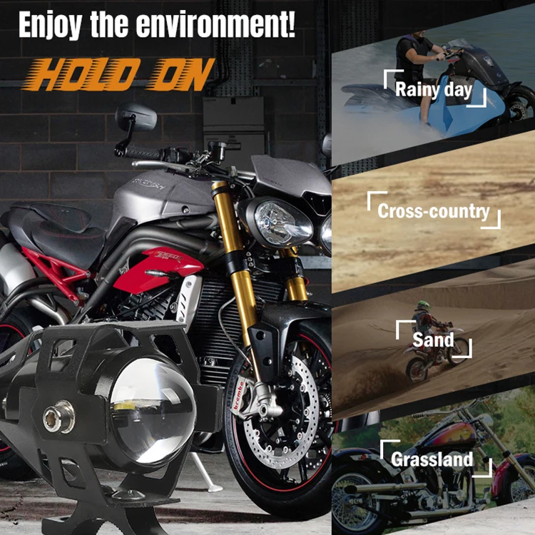 
Zhongshan 12v led aluminum waterproof head lamp angel eye flashing u7 led motorcycle headlight 