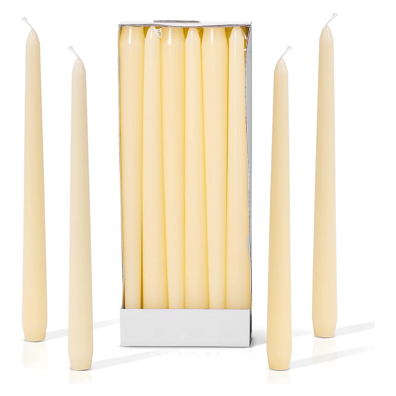 Wholesale 12 Pack 10 Inch Tall Unscented Long Ivory Taper Candles Set For Candlesticks Dinner Table Christmas