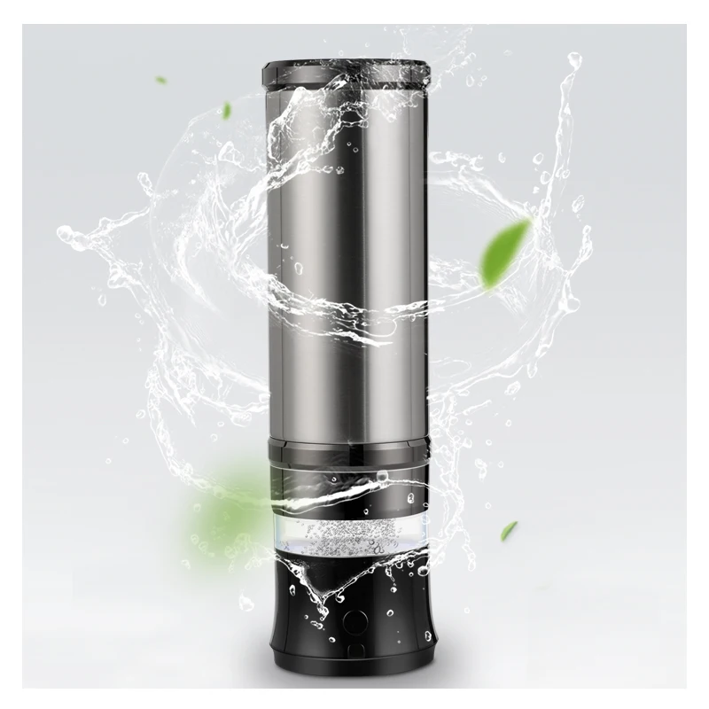 2024 Custom Logo Portable Hydrogen-Rich Glass Ionizer Generator USB Rechargeable Hotel Use Stainless Steel Water Bottle Novelty