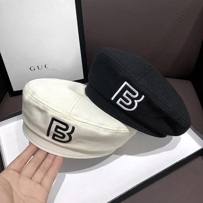 
Hot sale thin painter hat men ins brand British retro Joker octagonal hat letter ladies beret 
