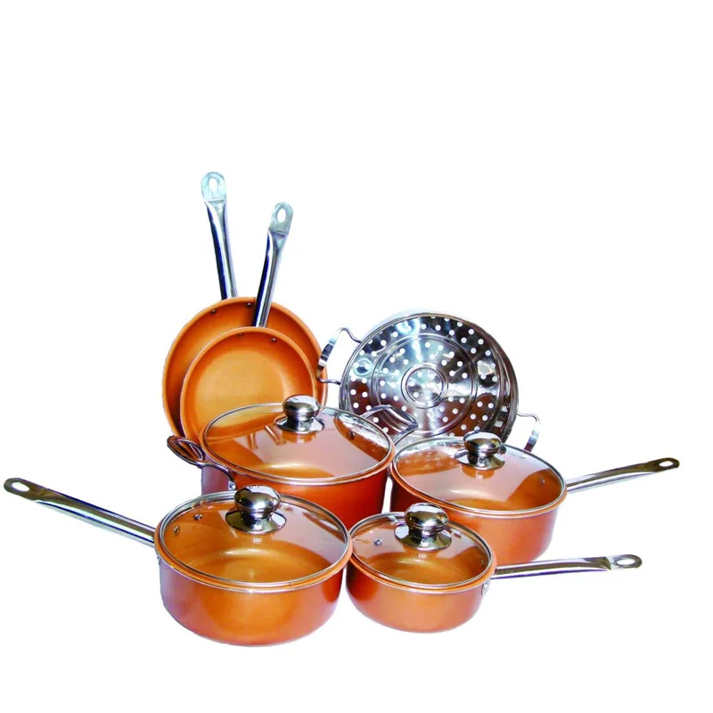 10pcs Cooking Pots and Pans Cookware Set Stainless Steel with Glass Metal Surface Pcs Handle Feature Eco Material Origin Type