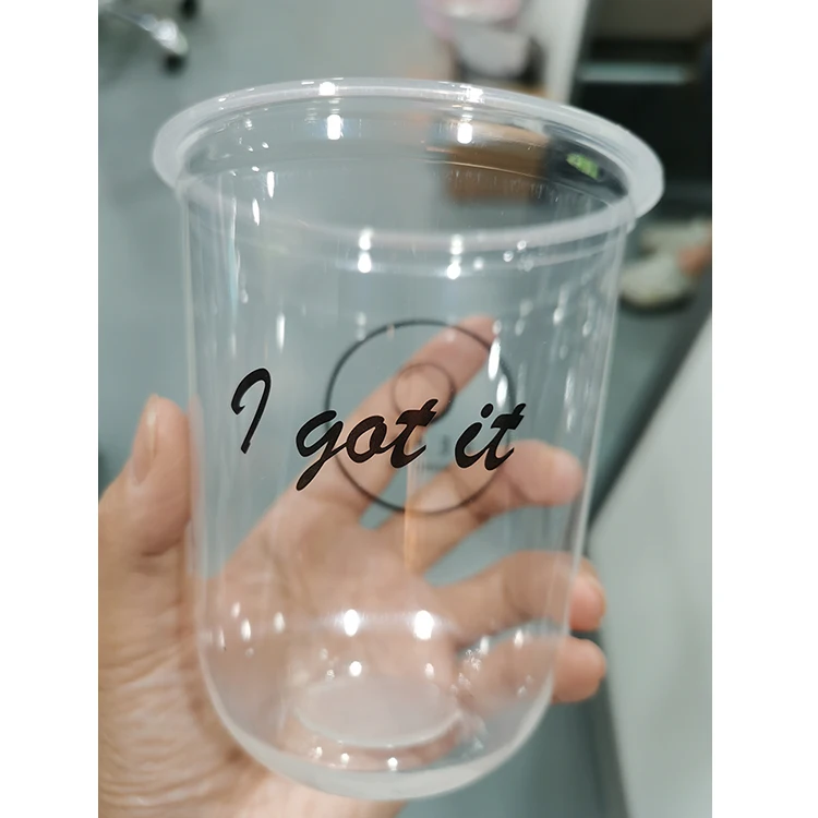 Custom logo Food Grade 24oz Boba Smoothie Take Out U Shape Plastic PP Cups