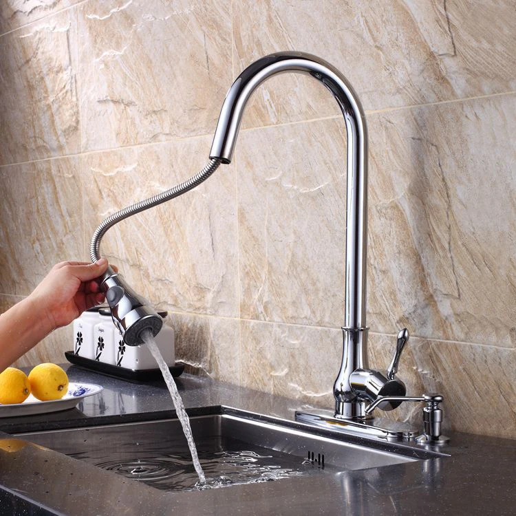 Hot and Cold Faucets Black Single Handle Hotel Apartment Deck-mounted Mixer Tap Brass Kitchen Sink Pull Out