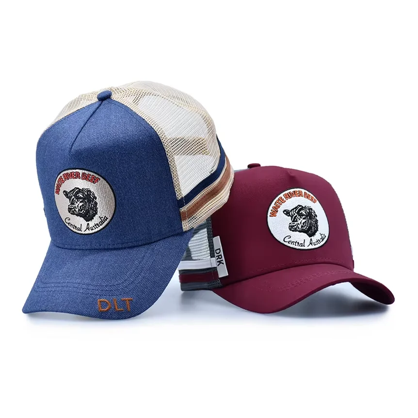 Высококачественная вышитая нашивка винтажная 6-панельная бейсболка с сетчатой спинкой на заказ изогнутые кепки для дальнобойщиков