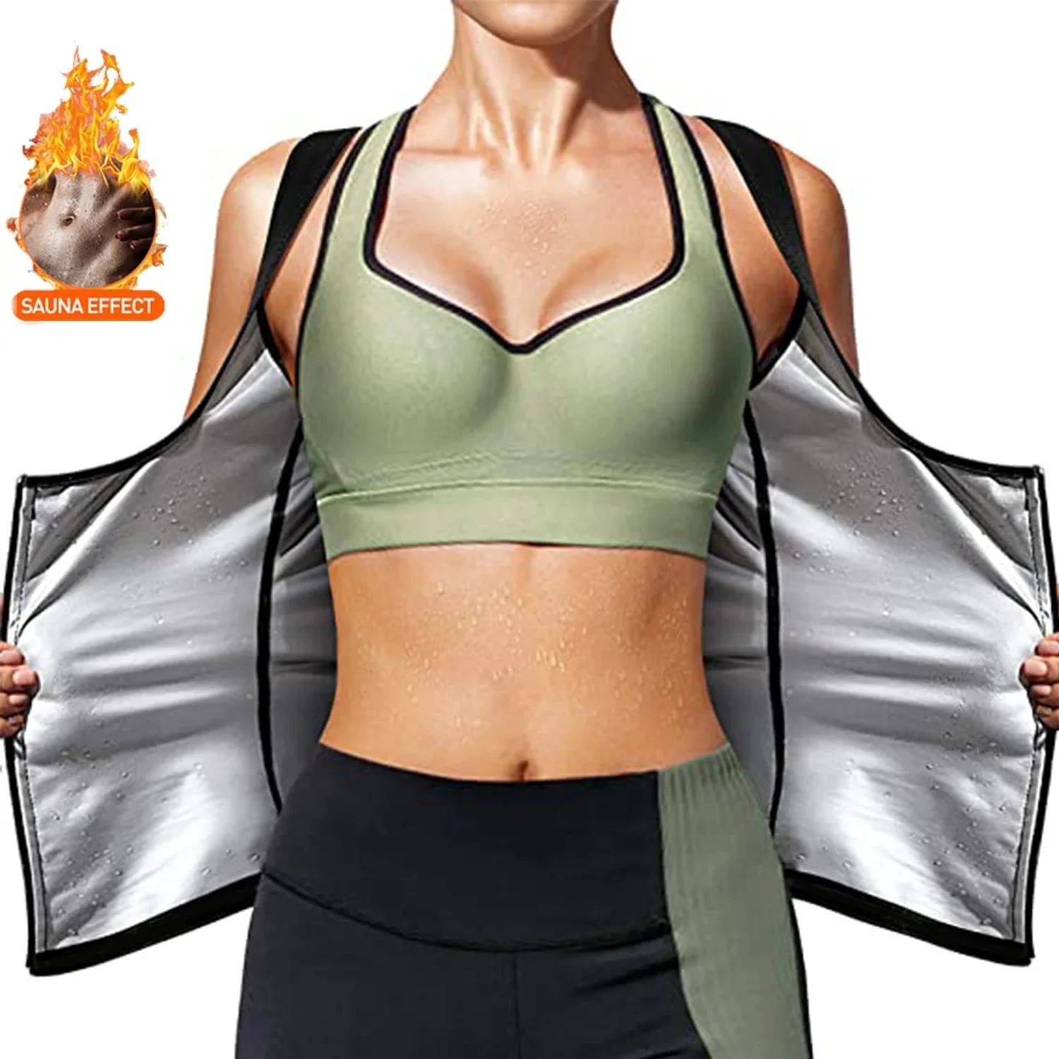 Workout Clothes Sweat Waist Trainer Shaper Vest Sauna Suits With Zipper