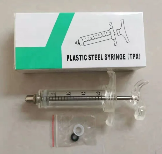 REUSABLE PLASTIC STEEL VETERINARY ANIMAL SYRINGE WITH DOSE NUT