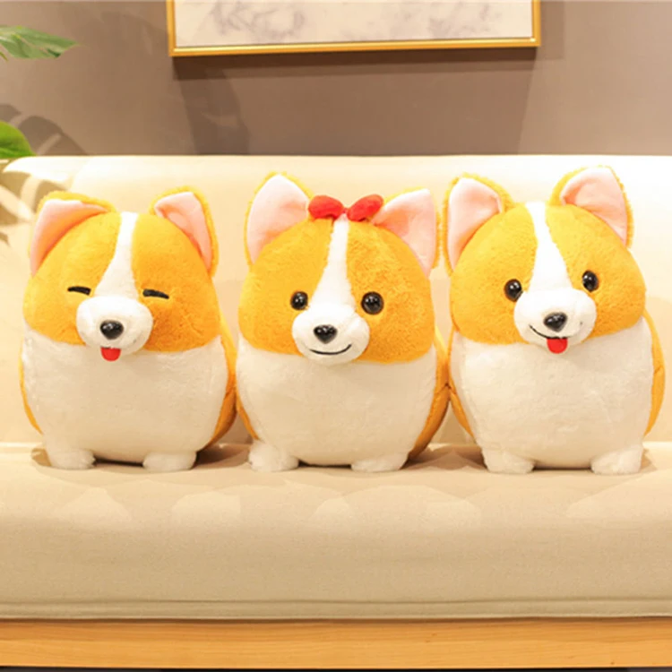 Creative Standing Smiling Corgi Doll Plush Toy Cute Tongue Naughty Dog Doll