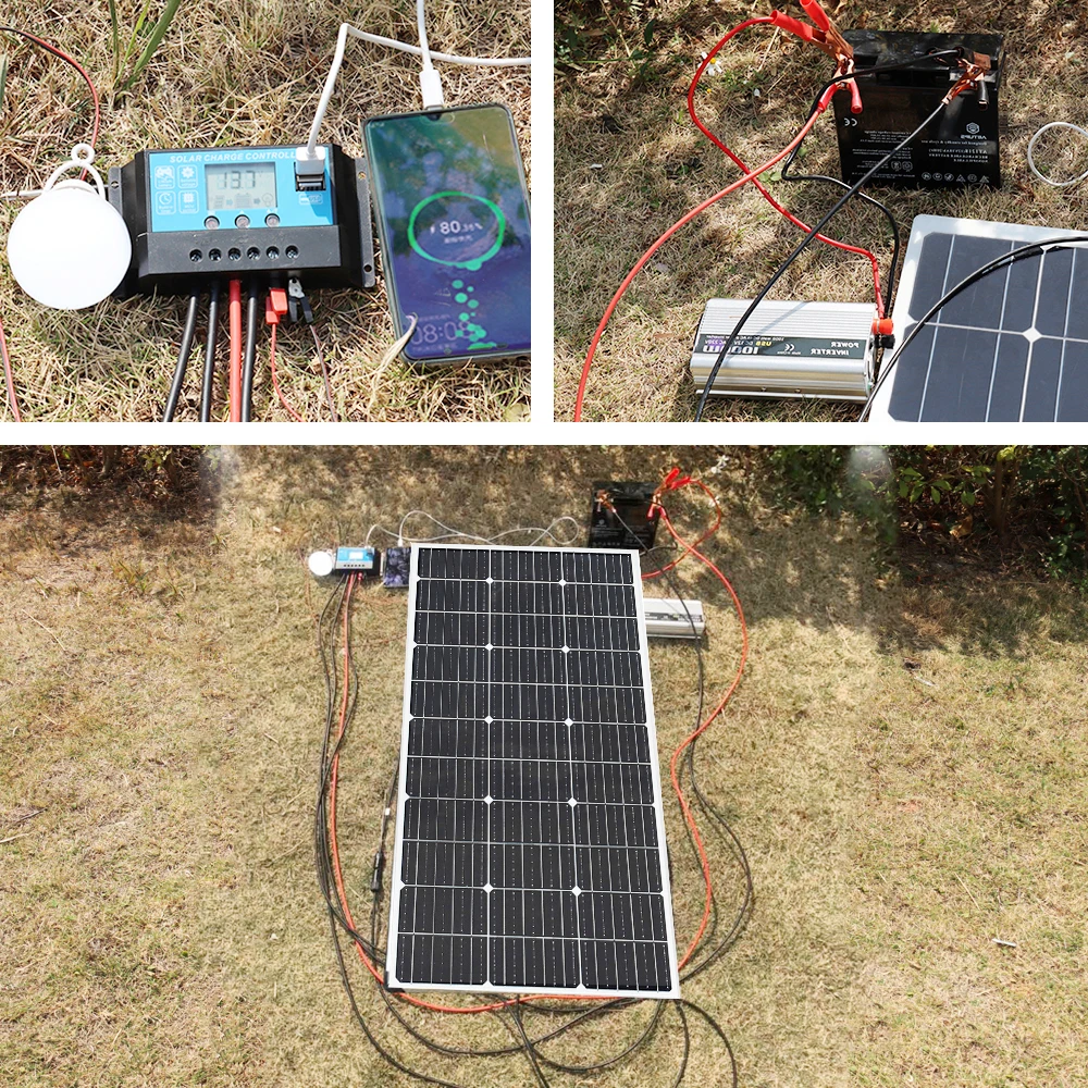 500W Solar Panel Flexible Monocrystalline Solar Cells 100~1000 Watt PV Module 12V 24V Photovoltaic Off Grid System