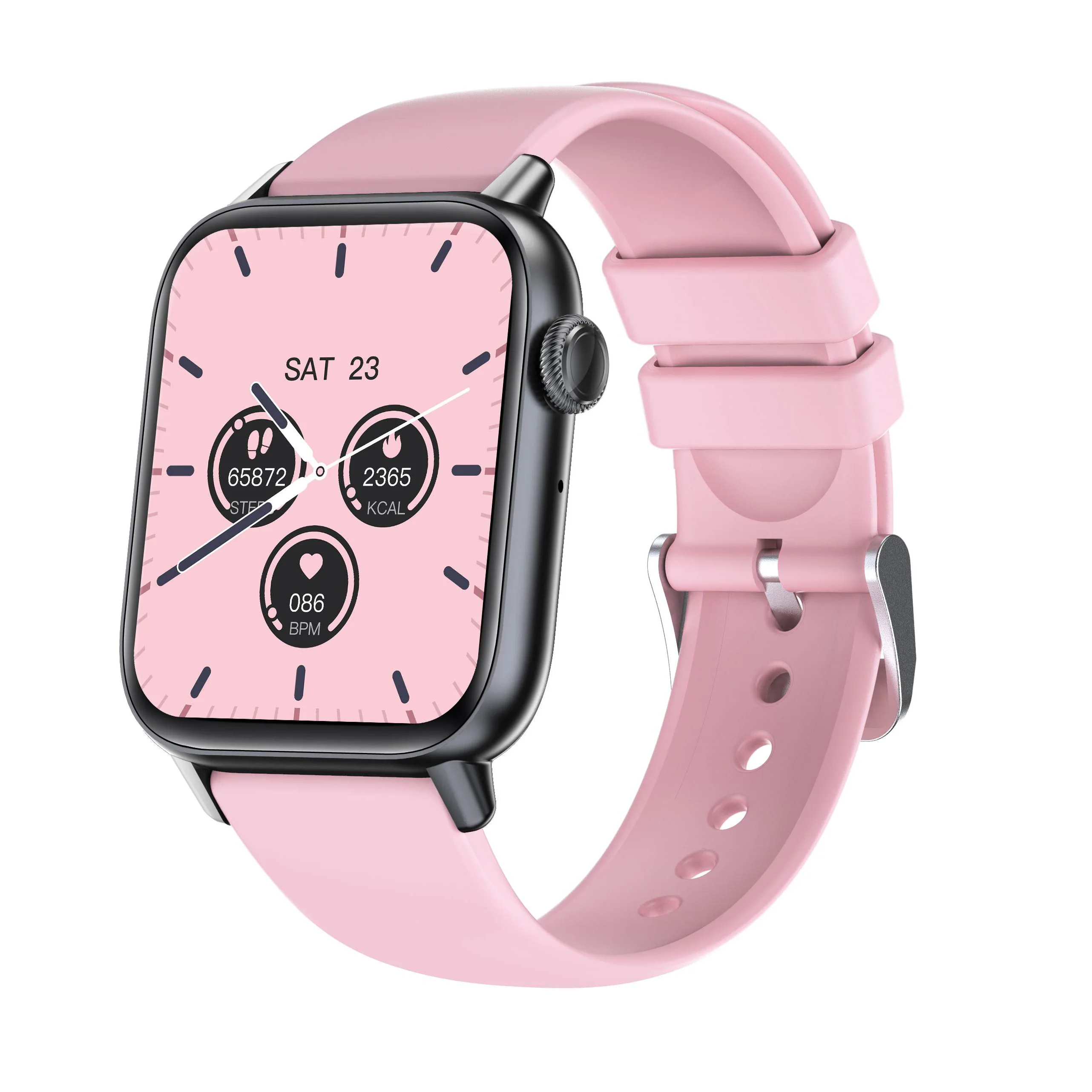 Guangzhou Big Pink Colour  2022 Rotatable Phone Reminder Body Temperature Measurement Smart Watch With Ips Display
