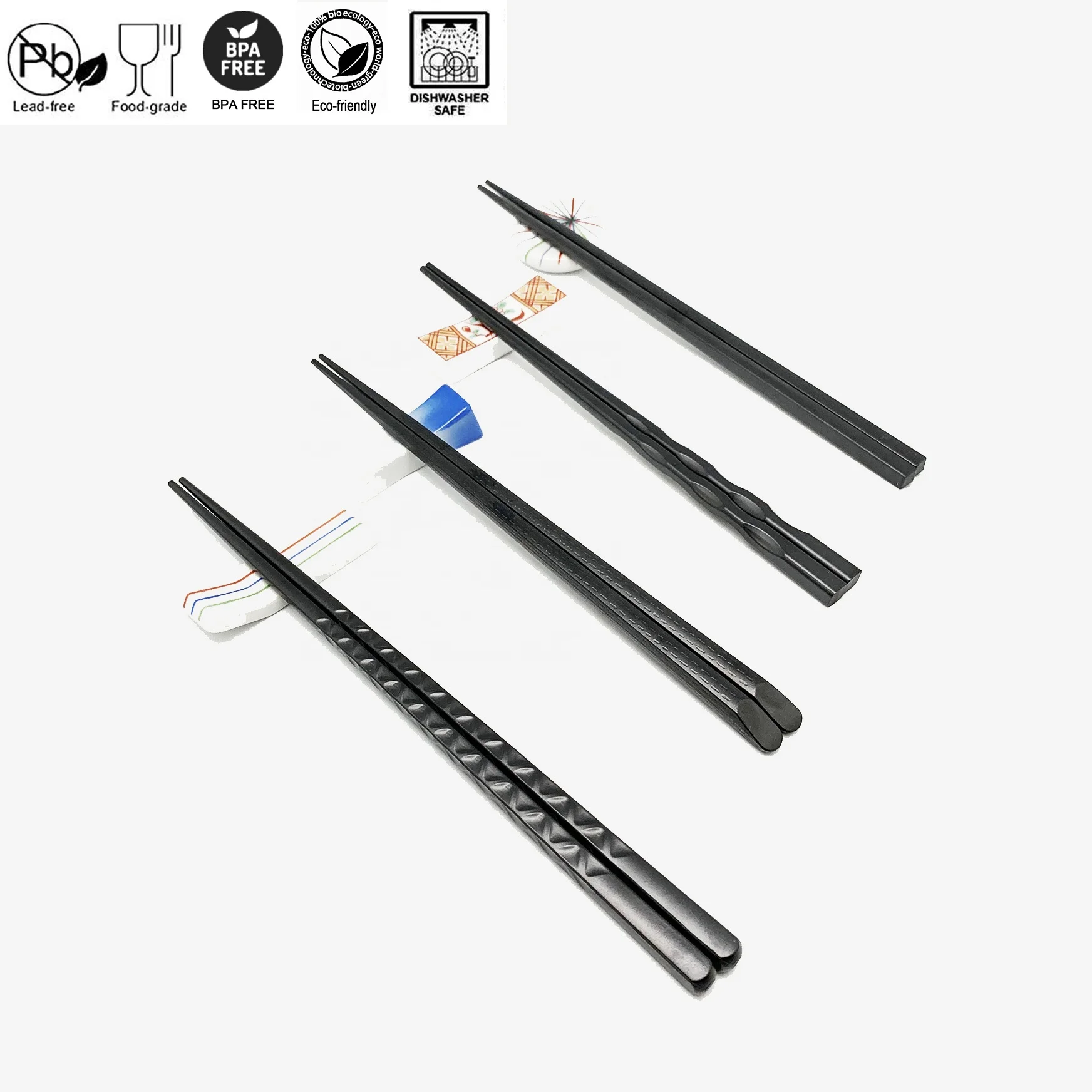 Палочки для еды из переработанного стекловолокна черного цвета с логотипом на заказ в японском стиле