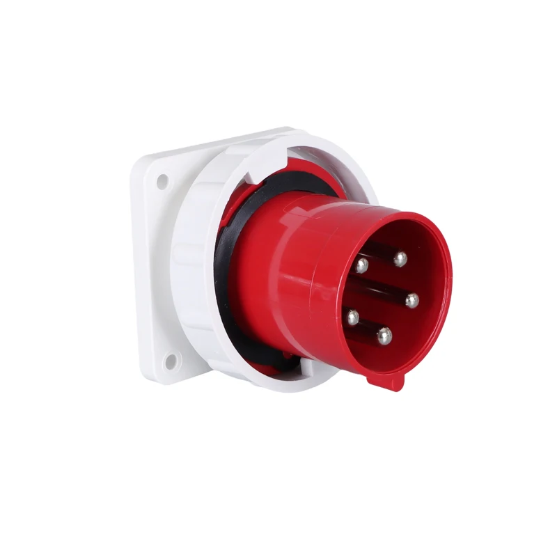 Good Quality 63A5P 400V Panel Mount Industrial Plug IP67 3P+N+E Electrical Power Plug 63 Amps