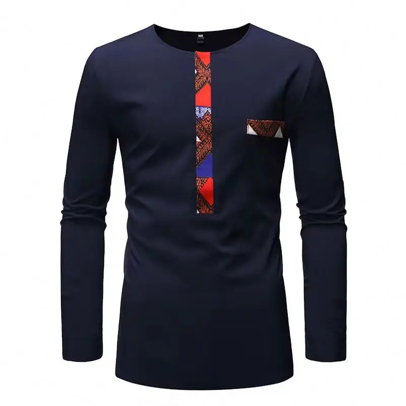 Hot sale summer new trendy men blouse fashion casual solid color cotton shirt Africa ethnic style Muslim abaya islamic clothing