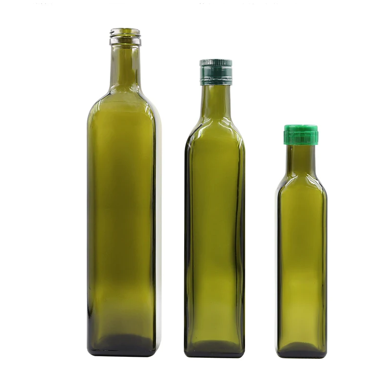 walnut camellia 250ml 500ml 750ml 1000ml empty fancy round square antique squeeze green marasca glass bottle olive oil bottle
