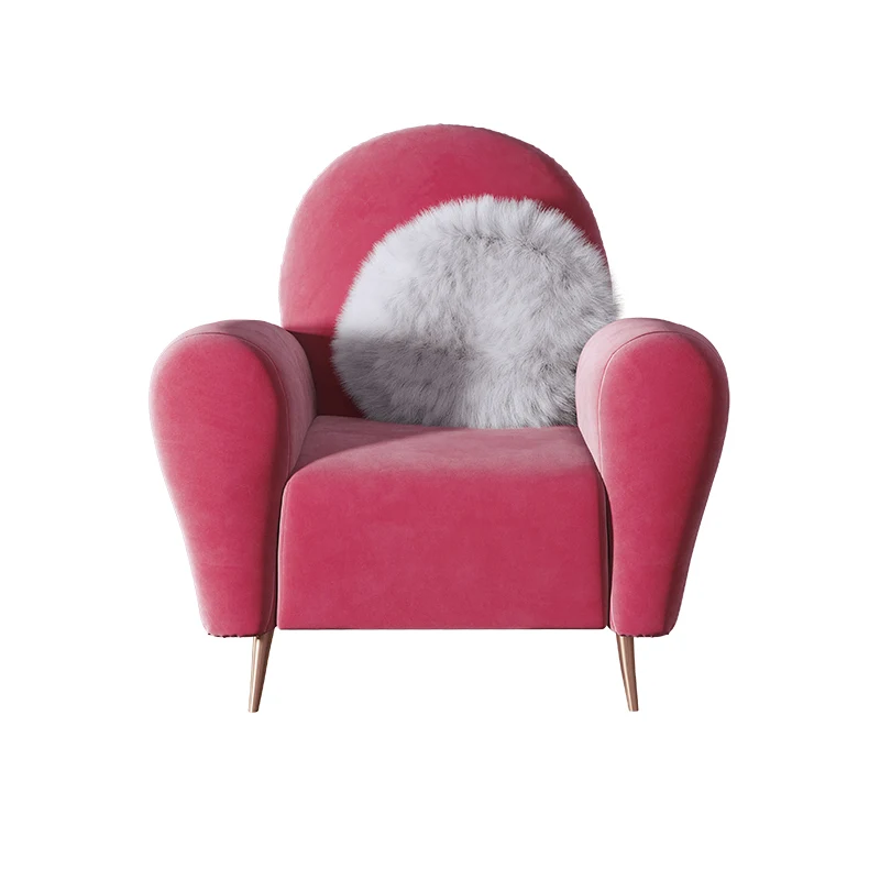 
Лидер продаж, тканевый высокий стул розового цвета, роскошный бархатный классический стул для отдыха, домашняя мебель, одиночный диван 