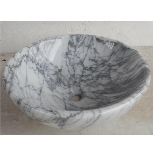 Natural Stone Lavatory Sink White Marble Basin Over Counter Wash Basin
