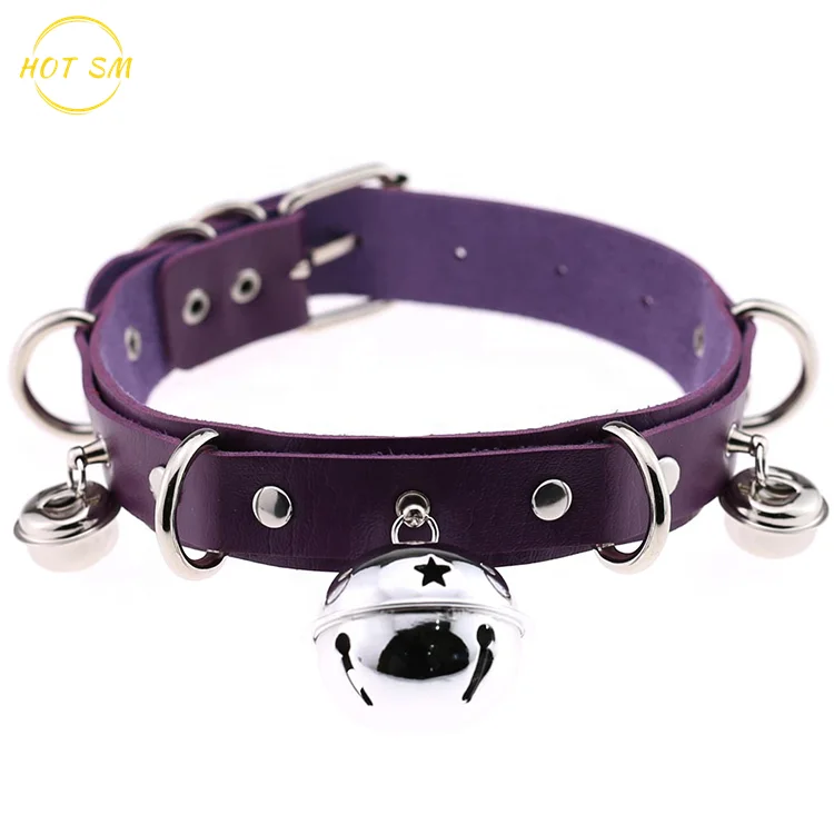 
New Women Men PU Choker Sexy Bell Leather Collar,BDSM Bondage Necklace Neckband,Sex pu Toys For Couples 