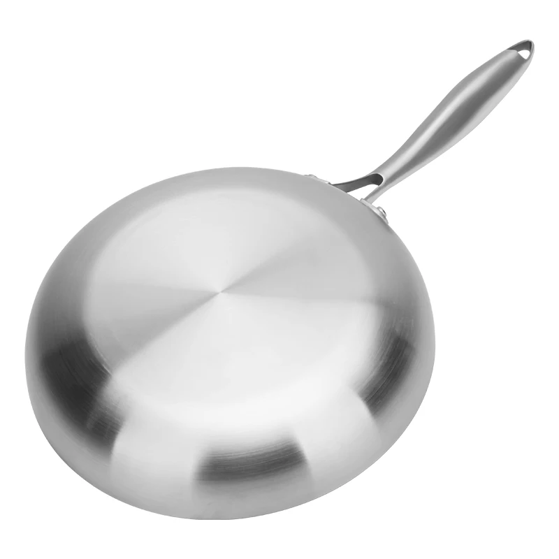 Frying pan long handle mini deep cooking kitchen cookware pots induction bottom non stick double sided 304 stainless steel pan