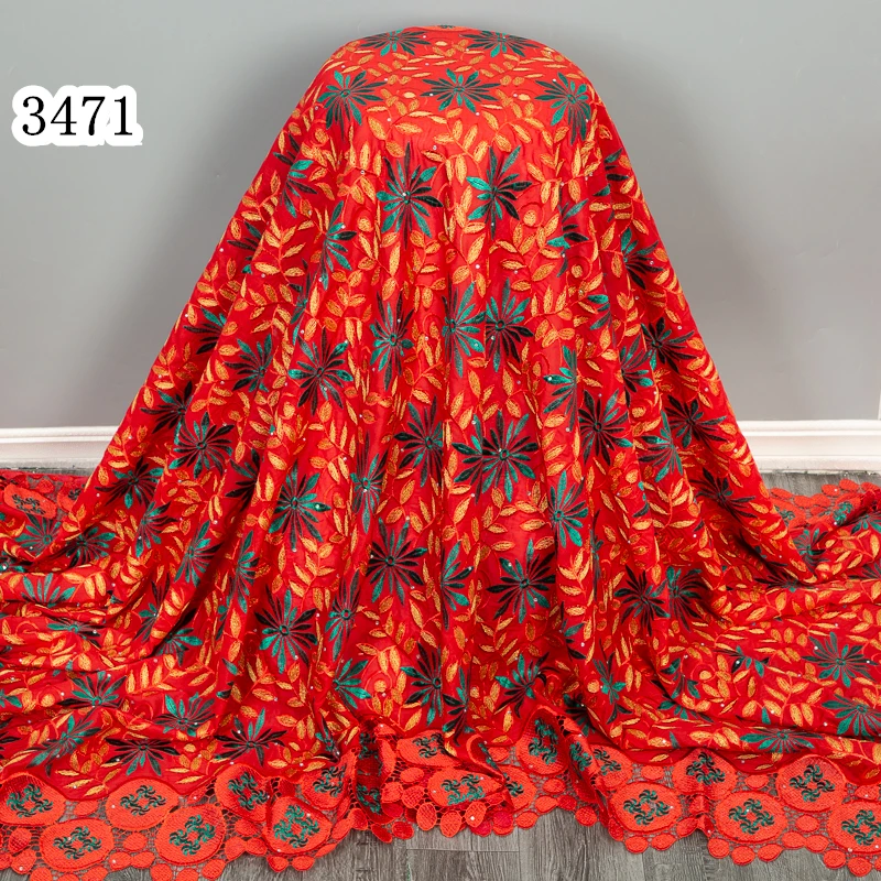 3471 Lafaya нигерийская хлопковая кружевная ткань вышитая африканская швейцарская вуаль высокого качества роскошное вечернее платье для женщин