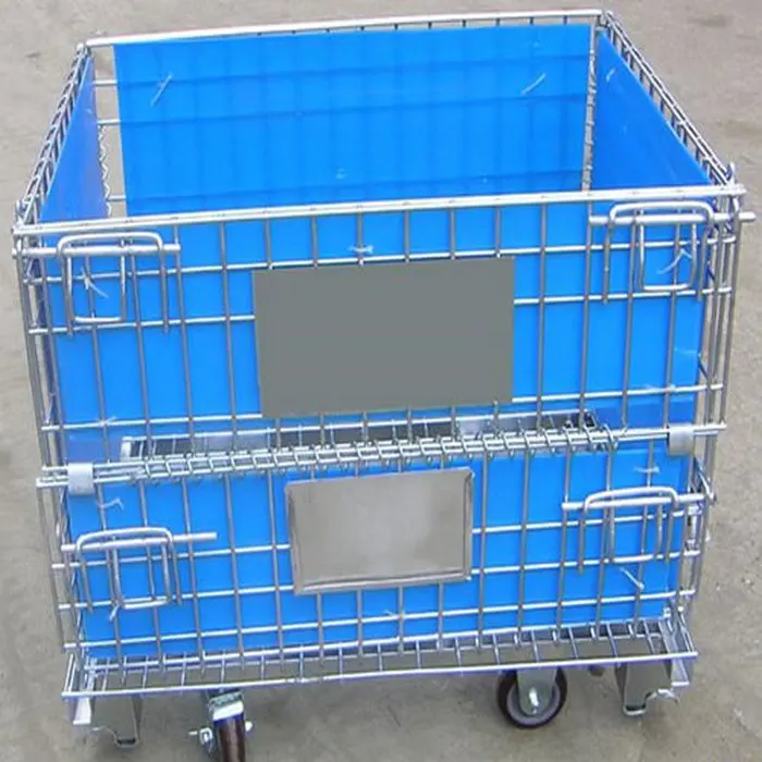 Warehouse storage collapsible bulk wire mesh pallet container
