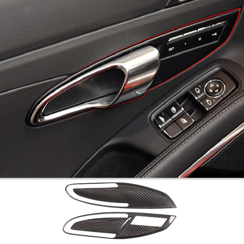 Car carbon fiber refit Inner handle protection decorative cover are suitable for Porsche 718 911 in 2012-2018year