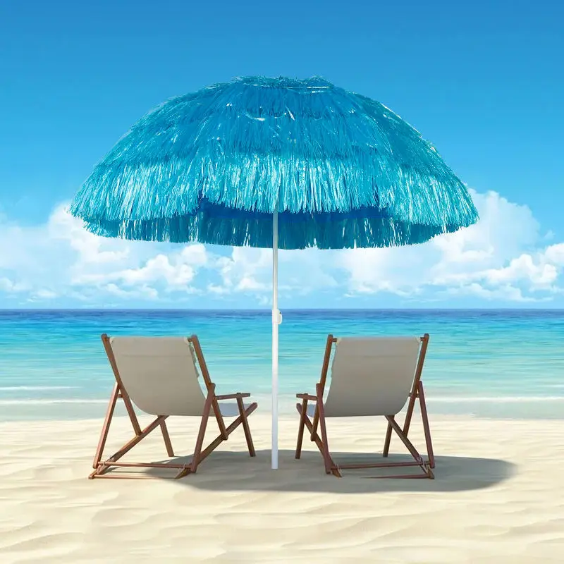 Hot sale popular straw beach umbrella PP grass umbrella outdoor windproof sunshade Hawaiian sun parasol