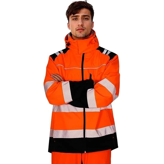 Мужская рабочая одежда Hivis, двухцветная переработанная Механическая стрейчевая рабочая одежда, мягкая куртка с высокой видимостью, защищенная Толстовка