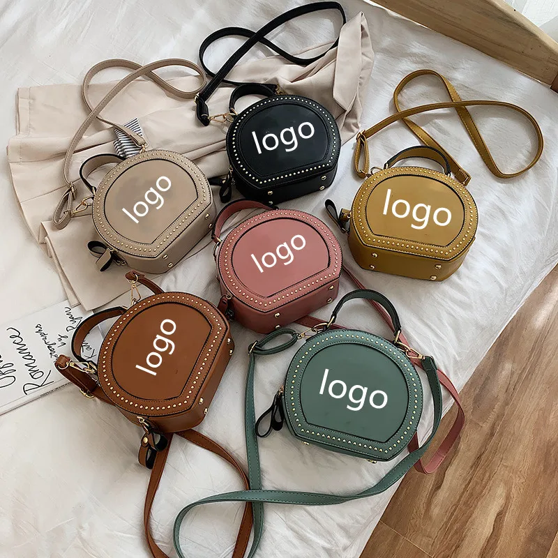 Новинка 2021, сумка на одно плечо NY в стиле ретро, маленькая круглая сумка с заклепками, сумка в иностранном стиле
