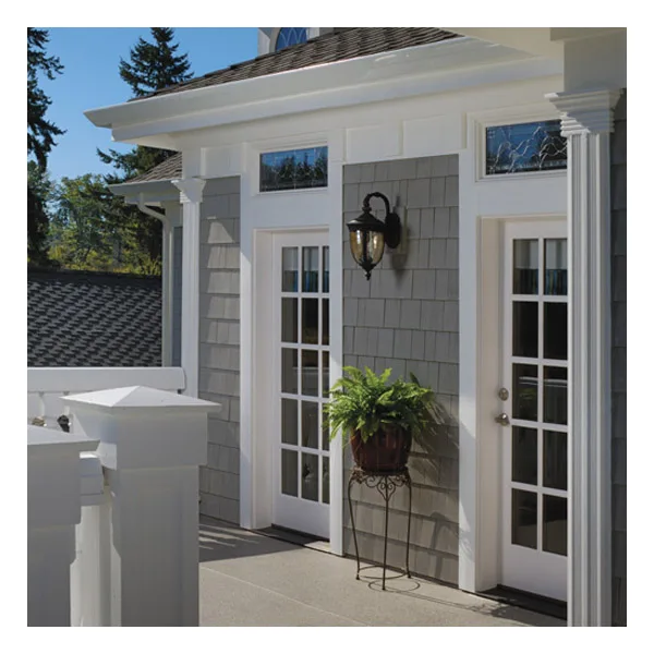 Aluminum wood clad safety glass french entry doors exterior