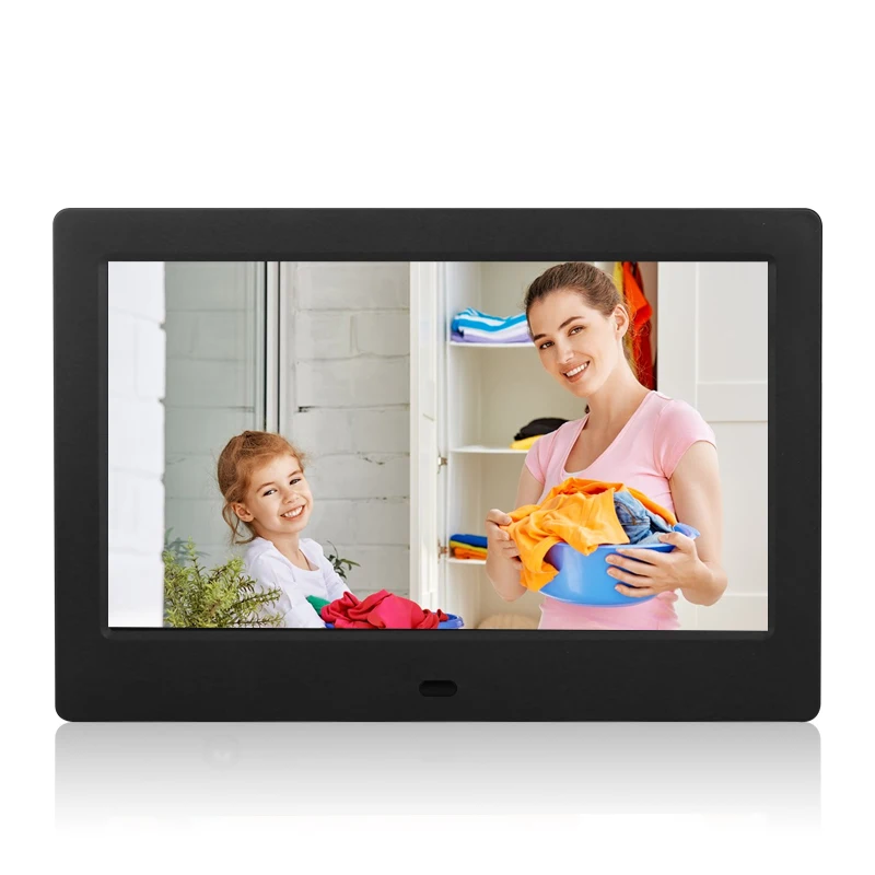 Wall Mount Front Tempered Glass 7  Inch Lcd Digital Photo Video Frame For Public Promotion