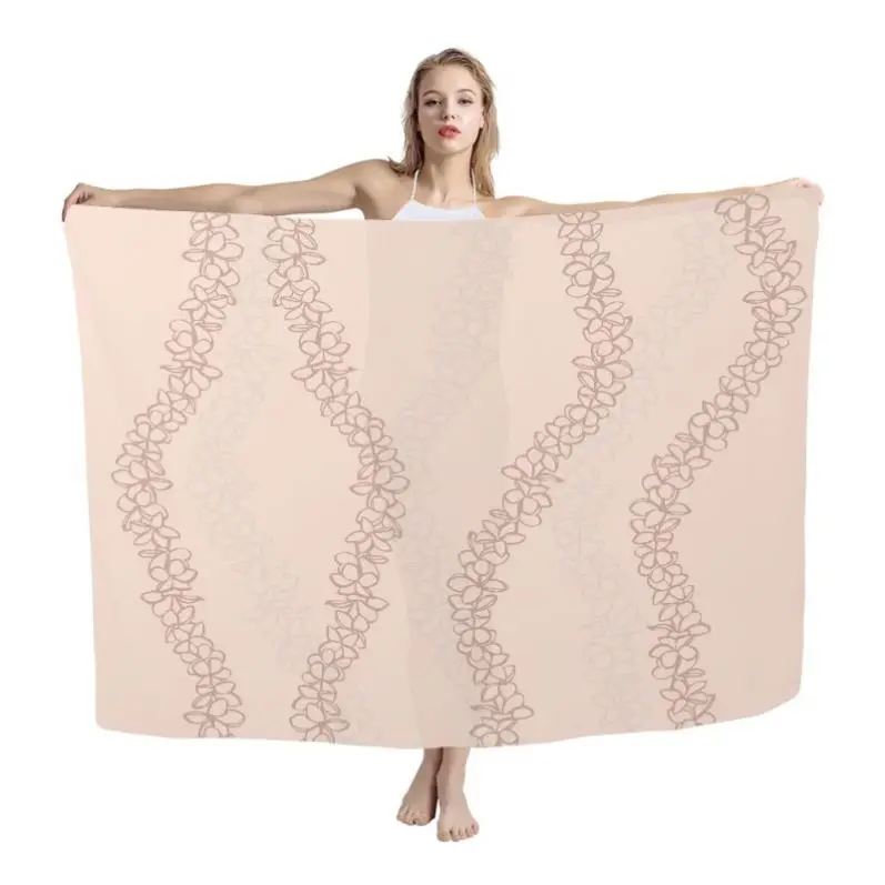 Print on Demand Puakenikeni Lei Printed Sarongs Custom Hawaiian Lavalava Sarong With Wholesale Price Sublimation Polyester