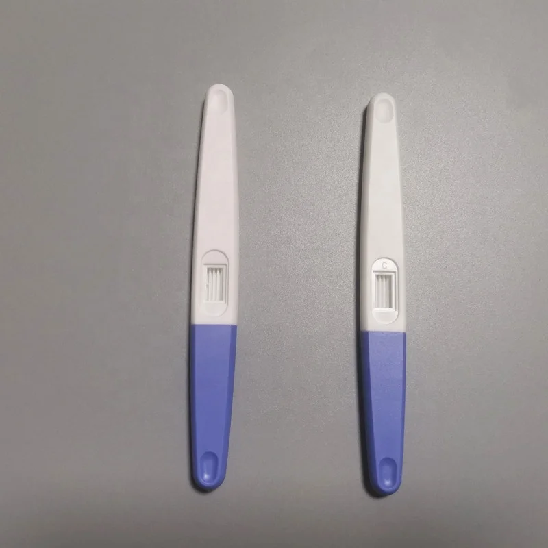 Urine cassette OEM HCG pregnancy test cassette strip 3mm 4mm 6mm pencil shape cassette with pink blue cap