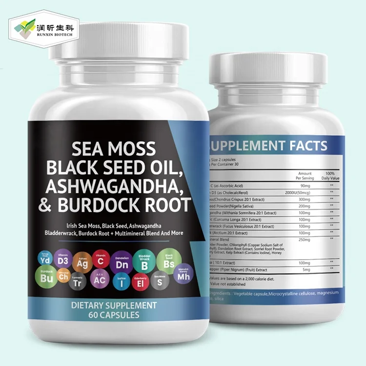 Whole Herbal in a Capsule Supplements Manufacturer Seamoss Ashwagandha Sea Moss Capsules
