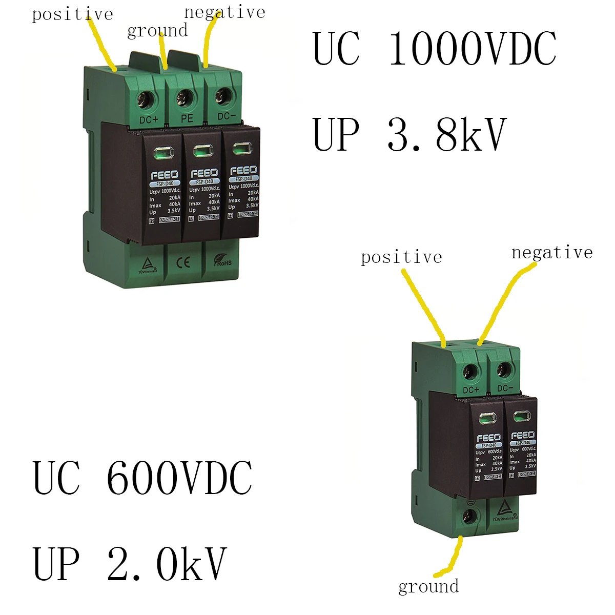  FSP-D40 3P 1000V 20-40KA DC PV Освещения устройство защиты от перенапряжений перенапряжения для Защита солнца с CE & сертификат безопасности материала (TUV