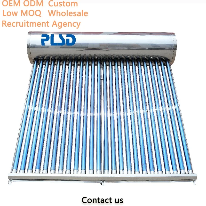 Wholesale Custom ODM OEM Evacuated Tube Solar Water Heater Low MOQ 100`300 Liters for Residential Home Cheap Price Metal Heater